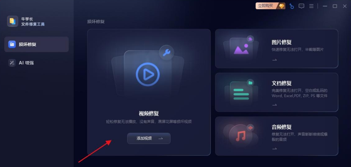 使用專(zhuān)業(yè)視頻修復(fù)工具步驟二