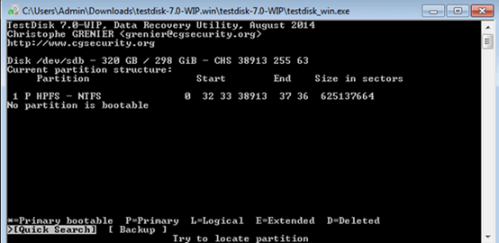 使用命令行工具（如TestDisk）步驟二